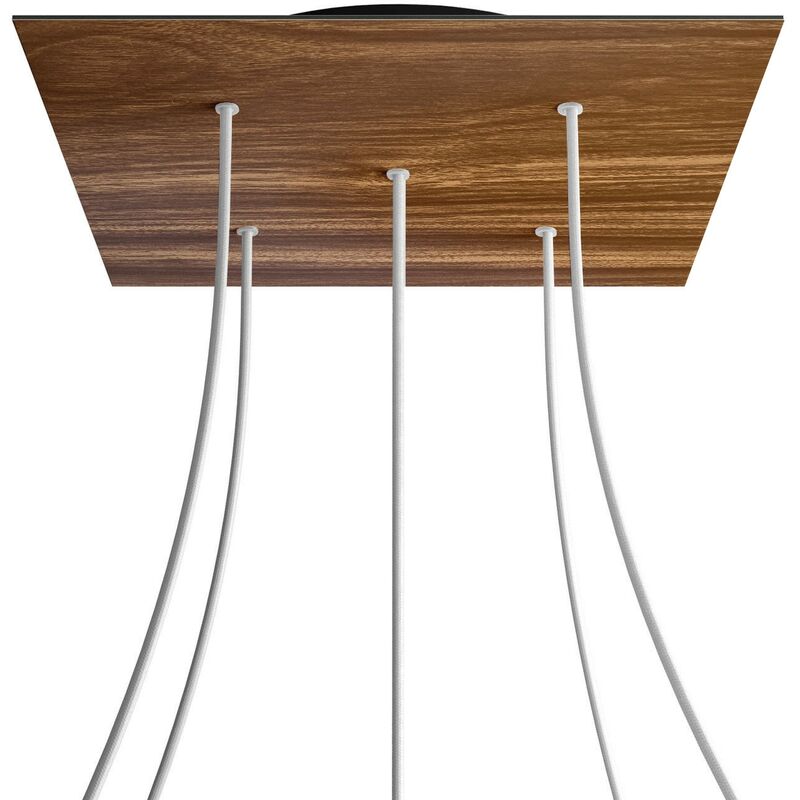 

Rosetón XXL Rose-One cuadrado, 400 mm con 5 agujeros y 4 agujeros laterales | Negro - Madera - Madera
