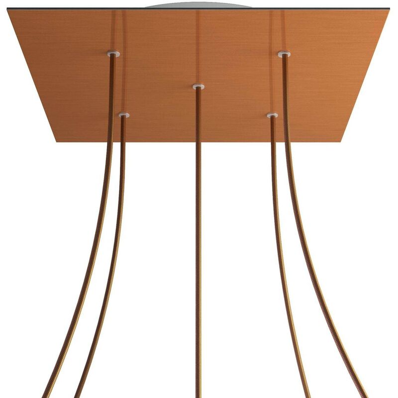 

Rosetón XXL Rose-One cuadrado, 400 mm con 5 agujeros y 4 agujeros laterales | Cobre satinado - Blanco - Cobre satinado