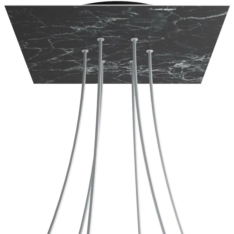 

Rosetón XXL Rose-One cuadrado, 400 mm con 6 agujeros y 4 agujeros laterales | Mármol Marquina - Negro - Mármol Marquina