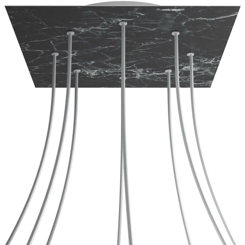 

Rosetón XXL Rose-One cuadrado, 400 mm con 8 agujeros y 4 agujeros laterales | Mármol Marquina - Blanco - Mármol Marquina