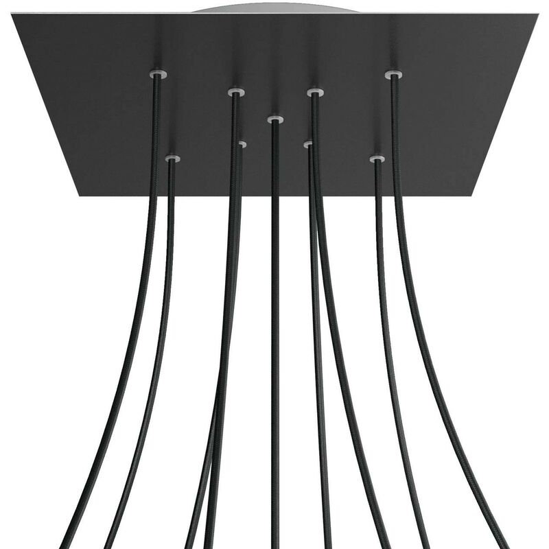 

Rosetón XXL Rose-One cuadrado, 400 mm con 9 agujeros en X y 4 agujeros laterales | Negro mate - Blanco - Negro mate