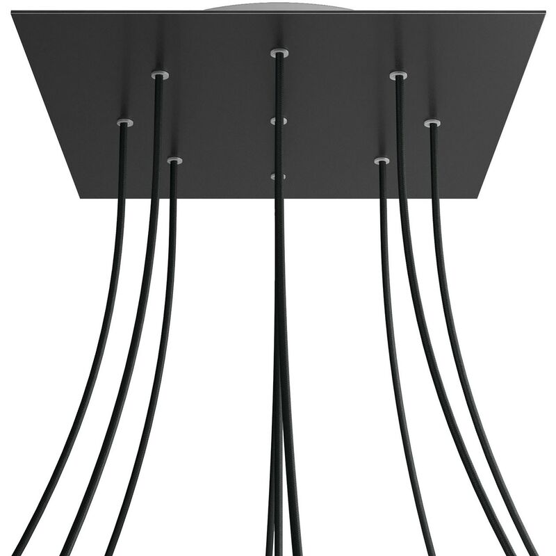

Rosetón XXL Rose-One cuadrado, 400 mm con 9 agujeros y 4 agujeros laterales | Negro mate - Blanco - Negro mate