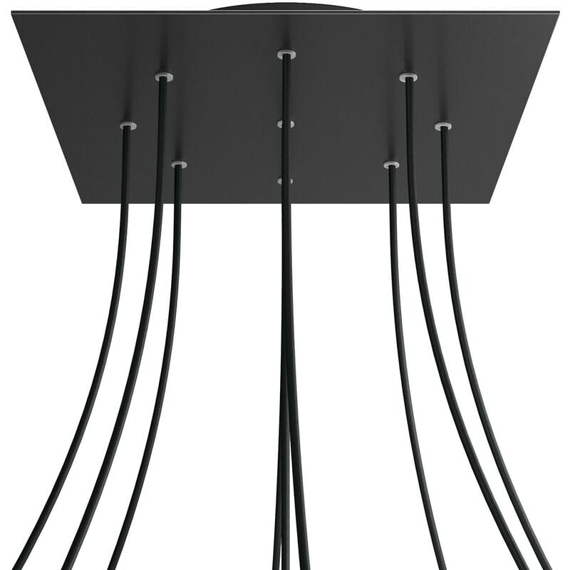 

Rosetón XXL Rose-One cuadrado, 400 mm con 9 agujeros y 4 agujeros laterales | Negro mate - Negro - Negro mate