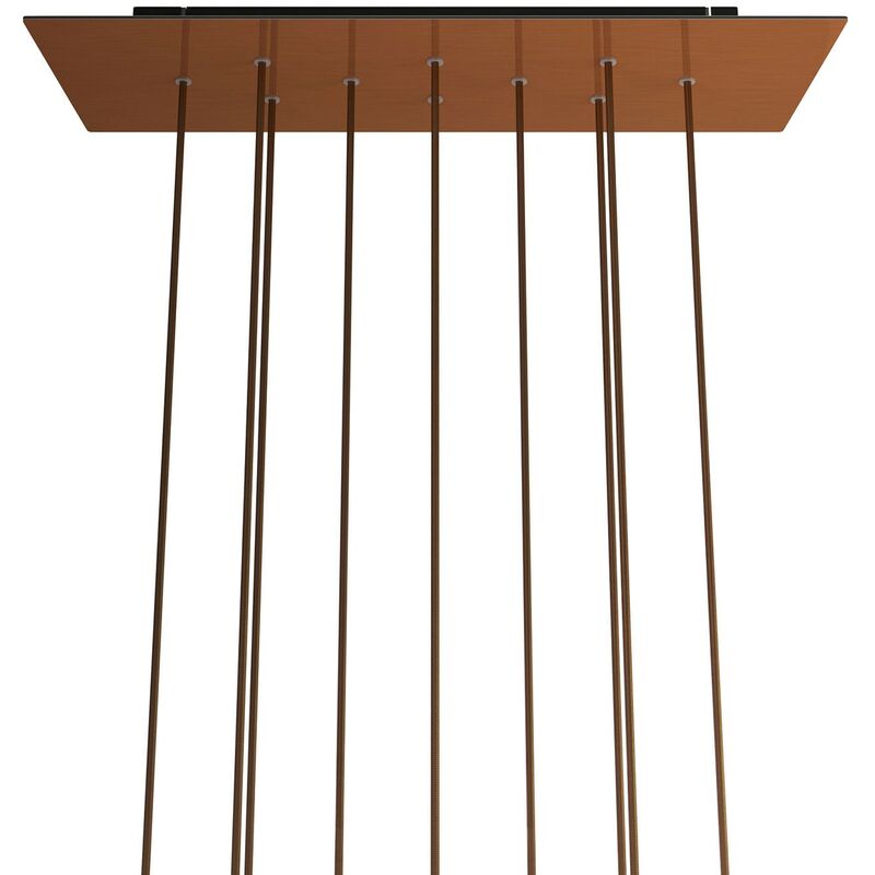 

Rosetón XXL Rose-One rectangular a 10 agujeros y 6 agujeros laterales, dimensiones 675 x 225 mm | Cobre satinado - Negro - Cobre satinado