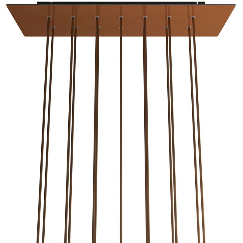 

Rosetón XXL Rose-One rectangular a 14 agujeros y 6 agujeros laterales, dimensiones 675 x 225 mm | Cobre satinado - Negro - Cobre satinado