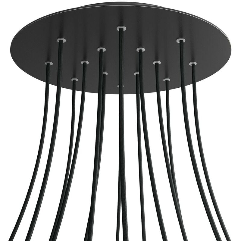 

Rosetón XXL Rose-One redondo, diámetro 400 mm con 14 agujeros y 4 agujeros laterales | Negro mate - Negro - Negro mate