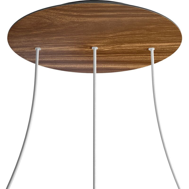 

Rosetón XXL Rose-One redondo, diámetro 400 mm con 3 agujeros en linea y 4 agujeros laterales | Negro - Madera - Madera