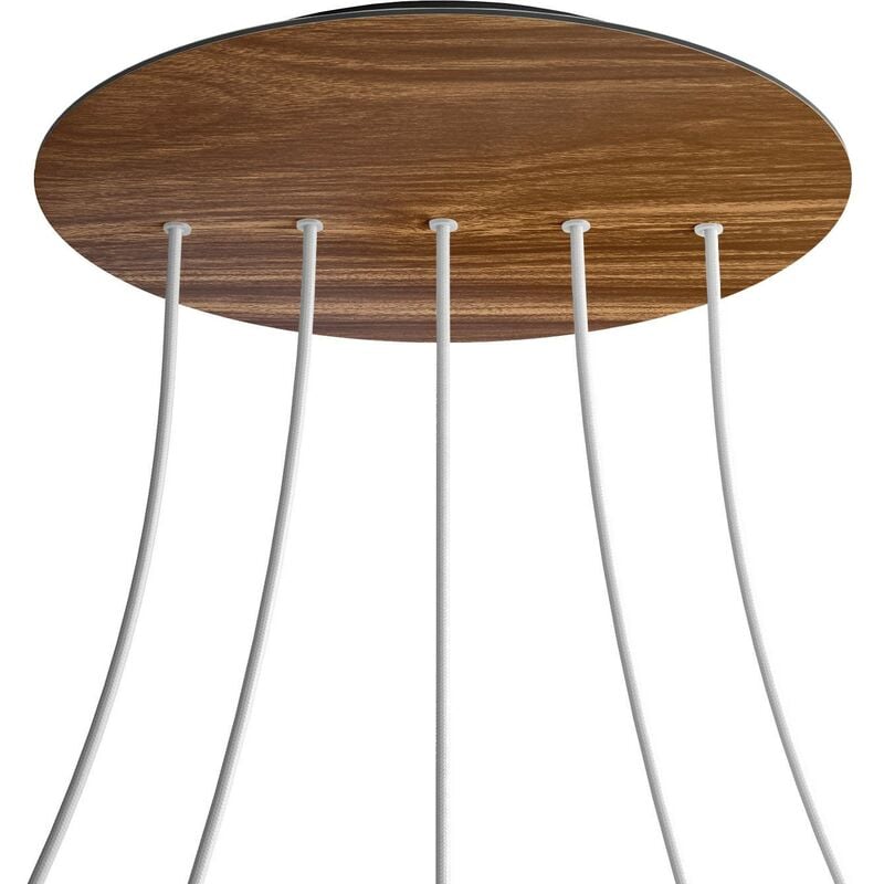 

Rosetón XXL Rose-One redondo, diámetro 400 mm con 5 agujeros en linea y 4 agujeros laterales | Negro - Madera - Madera