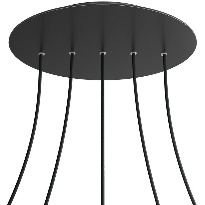 

Rosetón XXL Rose-One redondo, diámetro 400 mm con 5 agujeros en linea y 4 agujeros laterales | Negro mate - Negro - Negro mate