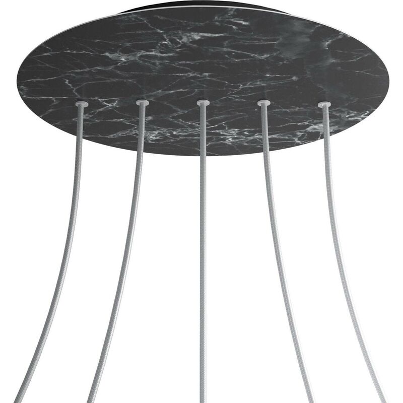 

Rosetón XXL Rose-One redondo, diámetro 400 mm con 5 agujeros en linea y 4 agujeros laterales | Mármol Marquina - Negro - Mármol Marquina