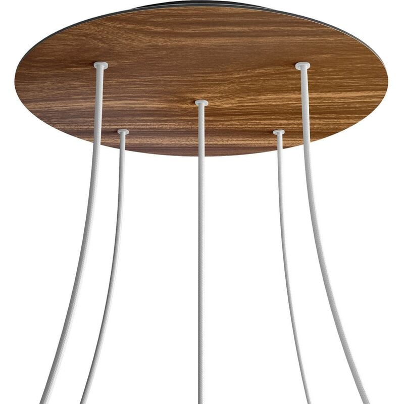 

Rosetón XXL Rose-One redondo, diámetro 400 mm con 5 agujeros y 4 agujeros laterales | Negro - Madera - Madera