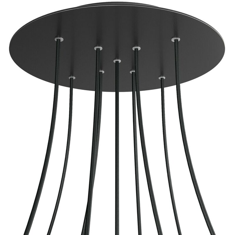 

Rosetón XXL Rose-One redondo, diámetro 400 mm con 9 agujeros en X y 4 agujeros laterales | Negro mate - Negro - Negro mate