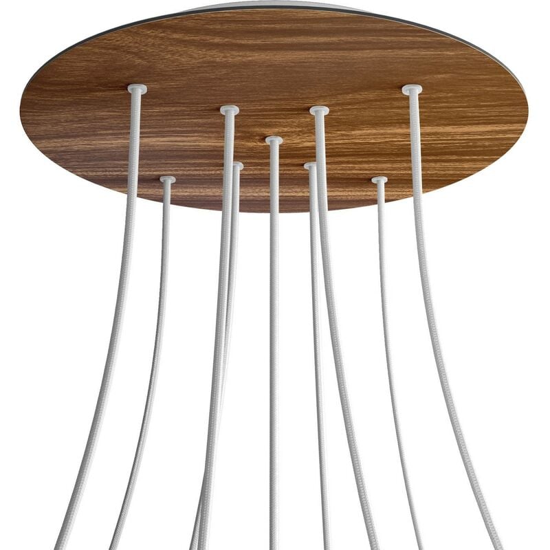 

Rosetón XXL Rose-One redondo, diámetro 400 mm con 9 agujeros en X y 4 agujeros laterales | Blanco - Madera - Madera