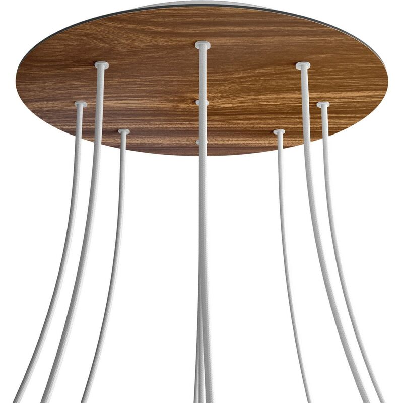 

Rosetón XXL Rose-One redondo, diámetro 400 mm con 9 agujeros y 4 agujeros laterales | Blanco - Madera - Madera