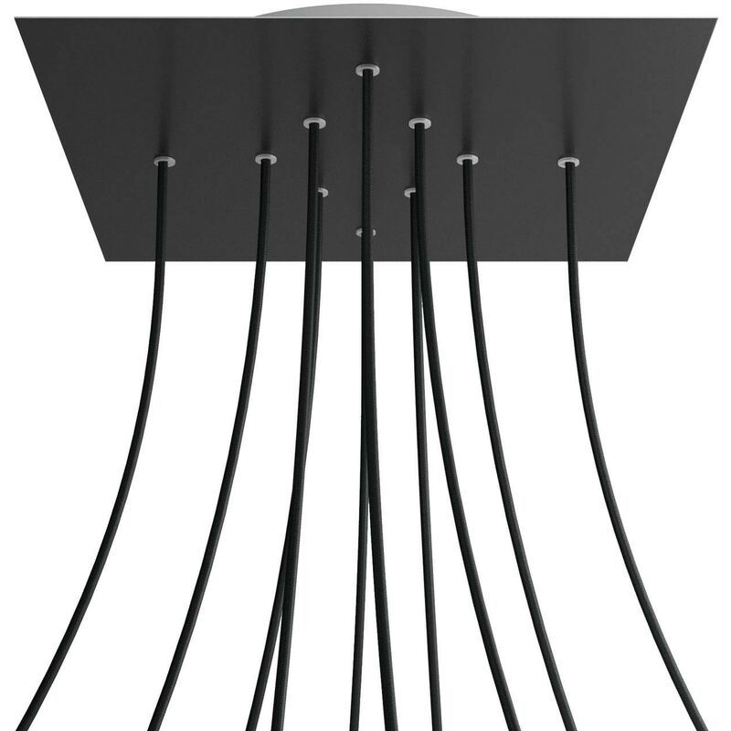 

Rosetón XXL Rose-One SMART cuadrado, 400mm con 10 agujeros en linea - compatible con asistentes de voz | Negro mate - Negro mate