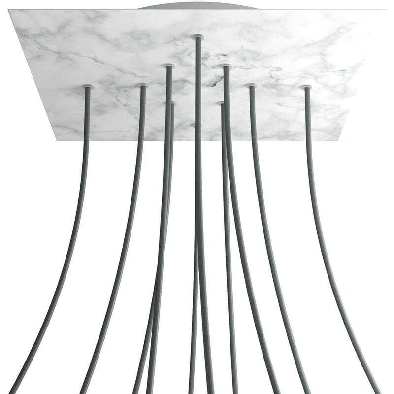 

Rosetón XXL Rose-One SMART cuadrado, 400mm con 10 agujeros en linea - compatible con asistentes de voz | Mármol Carrara - Mármol Carrara