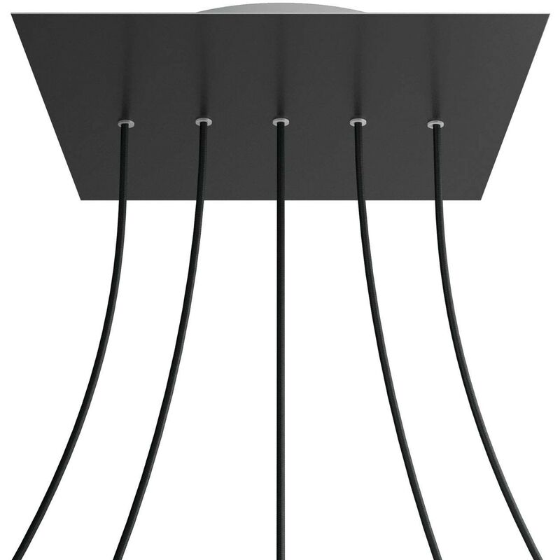 

Rosetón XXL Rose-One SMART cuadrado, 400mm con 5 agujeros en linea - compatible con asistentes de voz | Negro mate - Negro mate