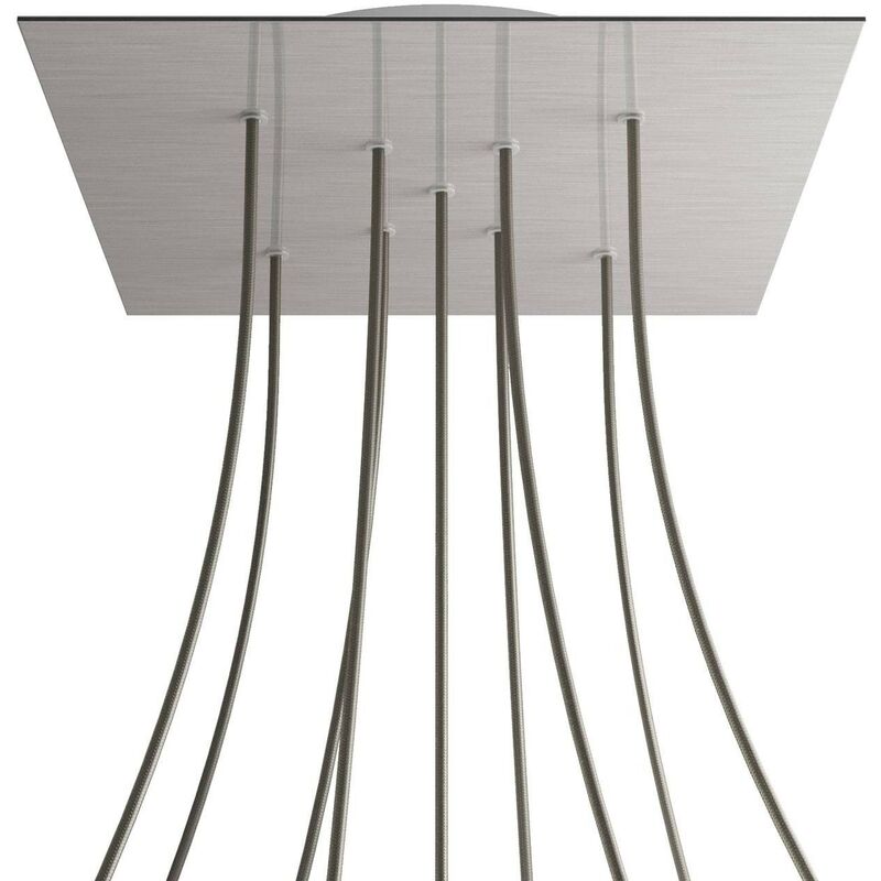 

Rosetón XXL Rose-One SMART cuadrado, 400mm con 9 agujeros en X - compatible con asistentes de voz | Acero satinado - Acero satinado
