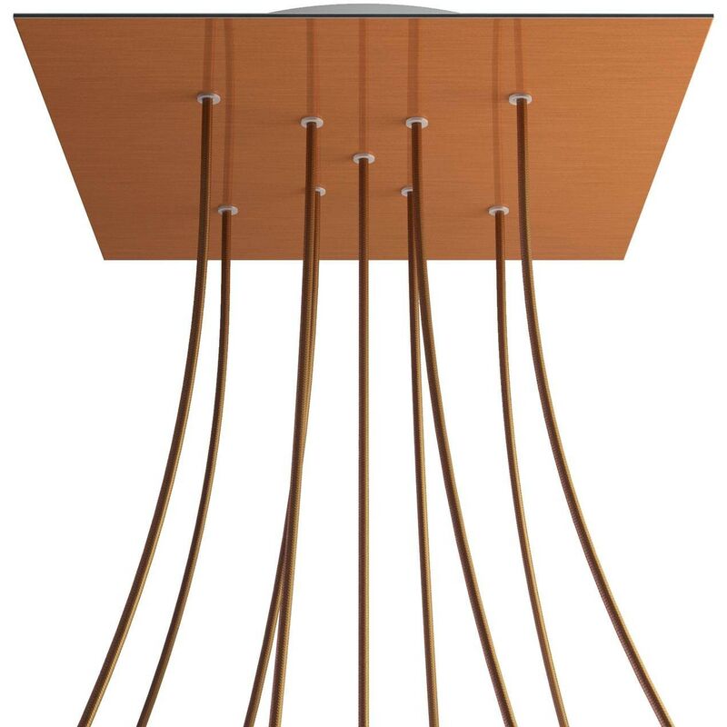 

Rosetón XXL Rose-One SMART cuadrado, 400mm con 9 agujeros en X - compatible con asistentes de voz | Cobre satinado - Cobre satinado