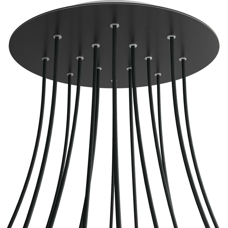

Rosetón XXL Rose-One SMART redondo, diámetro 400 mm con 14 agujeros - compatible con asistentes de voz | Negro mate - Negro mate