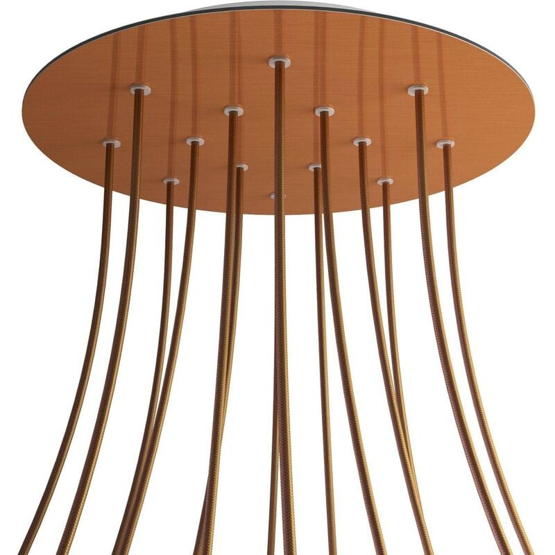 

Rosetón XXL Rose-One SMART redondo, diámetro 400 mm con 14 agujeros - compatible con asistentes de voz | Cobre satinado - Cobre satinado