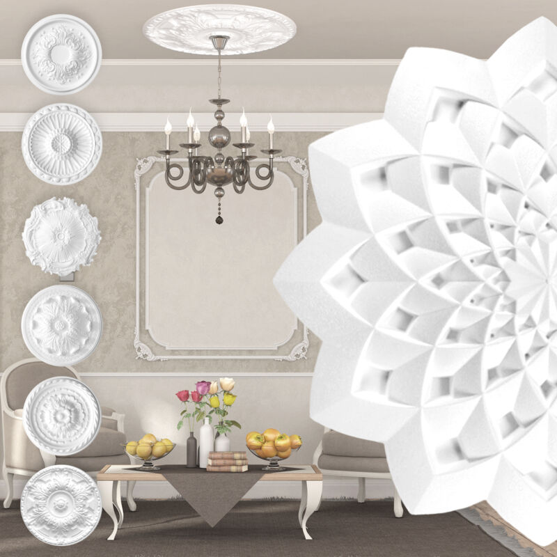 Rosette en polystyrène - décor intérieur, plafond & mur stucco eps - blanc: R-33 - ø 63cm