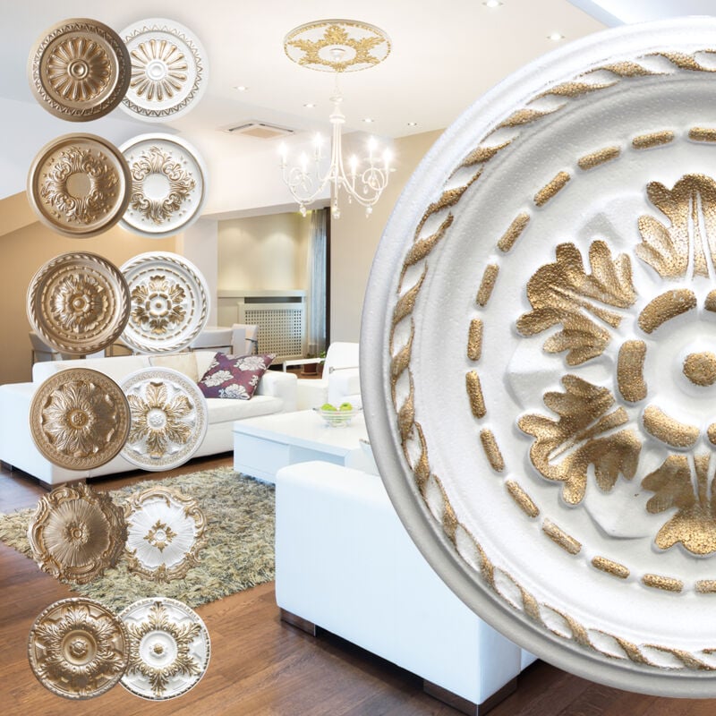 Rosette en polystyrène - décor intérieur, stuc plafond et mur eps - or: R-06 - ø 30cm, or
