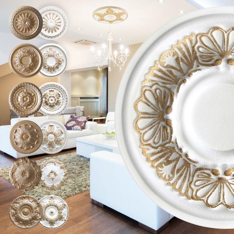 Rosette en polystyrène - décor intérieur, stuc plafond et mur EPS - or: R-17 - Ø 28cm, or
