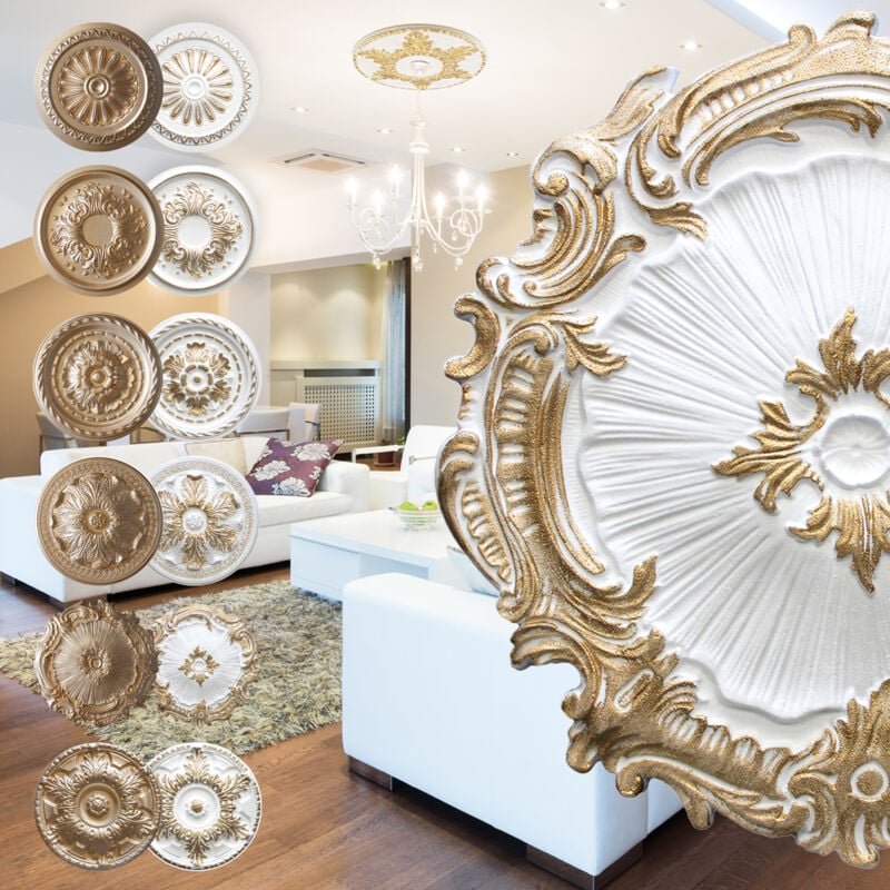 Rosette en polystyrène - décor intérieur, stuc plafond et mur eps - or: R-07 - ø 40cm, or