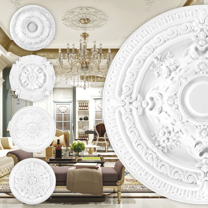 Rosette en pu - décoration intérieure, stuc pour plafond et mur, matériau dur - R101-R124: R105 - ø 660