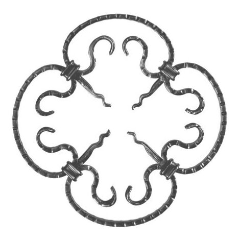 Rosette martelée - Hauteur 270mm largeur 270mm section en fer plat strié de 14x6mm - Fer forgé - À souder - DECO FER FORGE