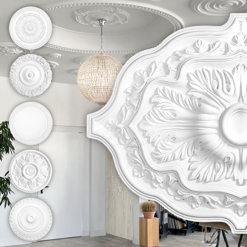 Rosette Stucco - Rosette de plafond en mousse dure de pu, robuste Hexim Perfect Série 1: B2016 - 914 x 660mm