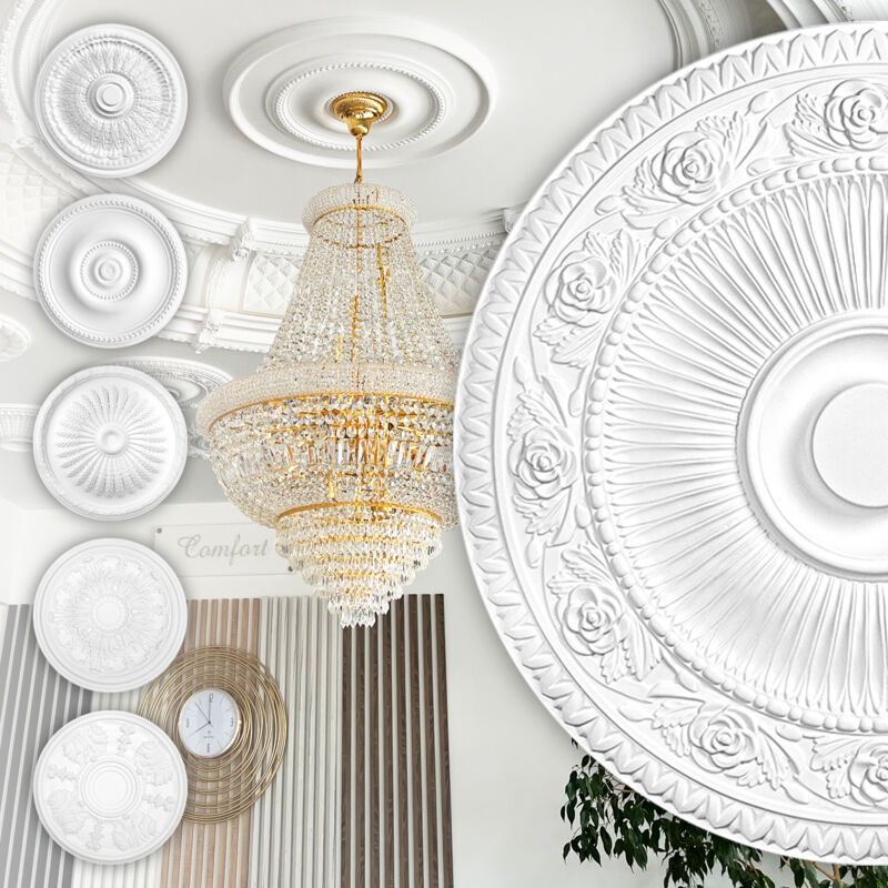 Rosette Stucco - Rosette de plafond en mousse dure de pu, robuste Hexim Perfect Série 2: B3048 - ø 615mm