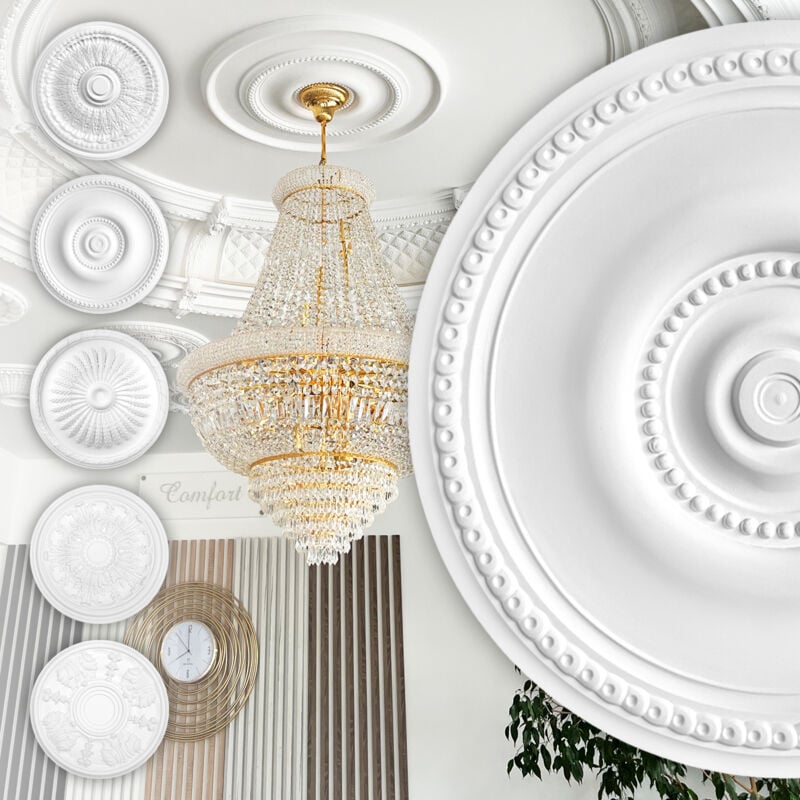 Rosette Stucco - Rosette de plafond en mousse dure de pu, robuste Hexim Perfect Série 2: B3059 - ø 522mm