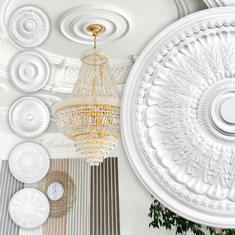 Rosette Stucco - Rosette de plafond en mousse dure de pu, robuste Hexim Perfect Série 2: B3049 - ø 690mm