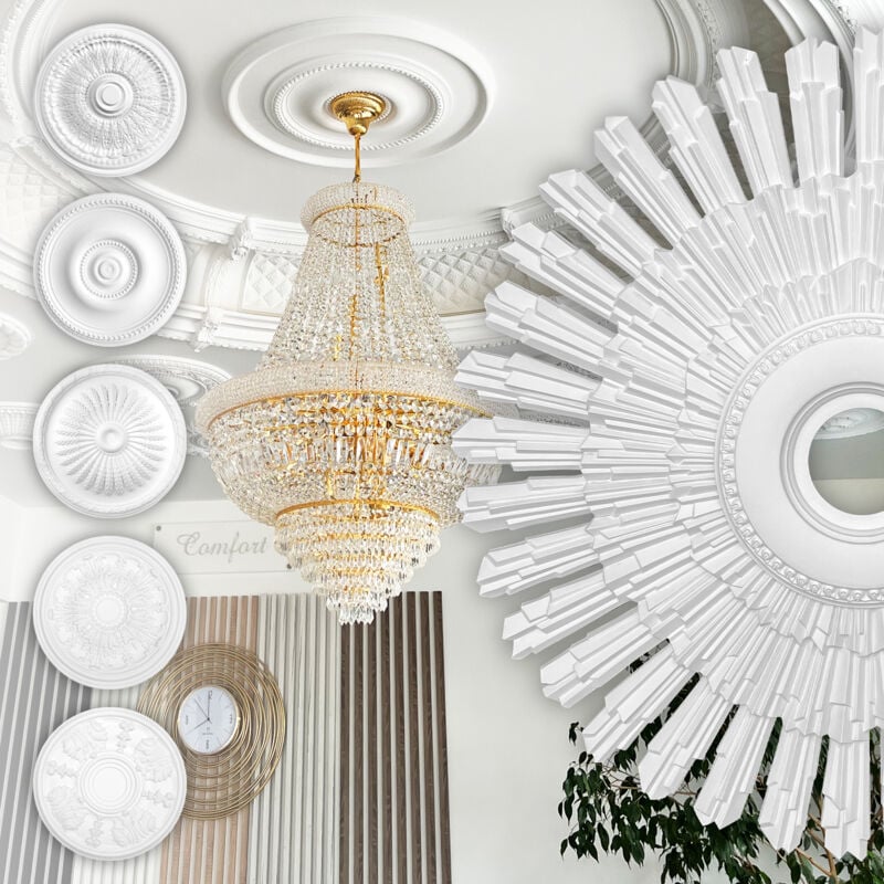 Rosette Stucco - Rosette de plafond en mousse dure de pu, robuste Hexim Perfect Série 2: B3084 - ø 800mm