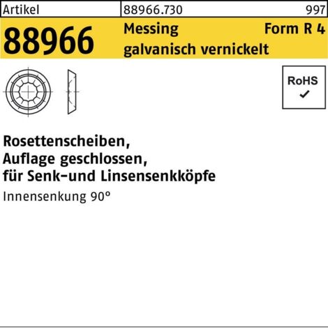 Rosettensch. Messing 7,0mm vernickelt US 4157 geschlossen Ms Ni 100 Stk