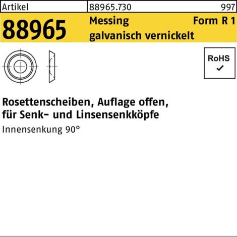 Rosettenscheiben 4,1 Messing vernickelt US 94 Ms Ni S 1000 Stk
