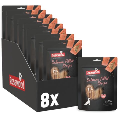 Rosewood Salmon Fillet Strips Large – Weicher Hundesnack mit 97 % Lachs, proteinreich und fettarm, ohne Getreide und Gluten, ohne künstliche Zusatzstoffe, 6er Pack (6x150 g)