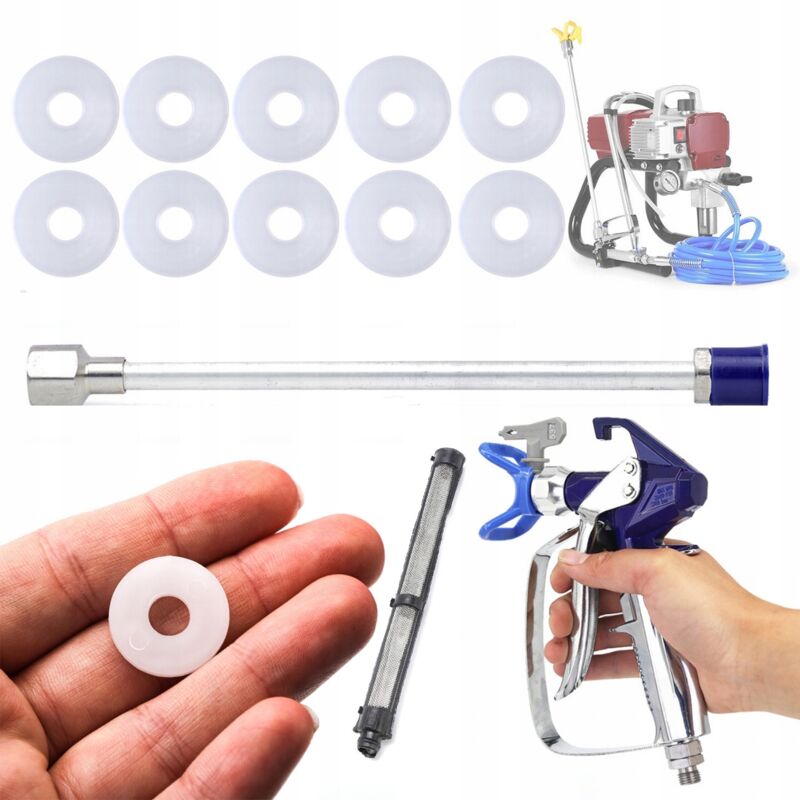 Rosfix 10xGuarnizione per pistola per verniciatura 1 pz + Lancia per pistola per verniciatura 30 cm + Pistola per verniciatura e riempimento Blue