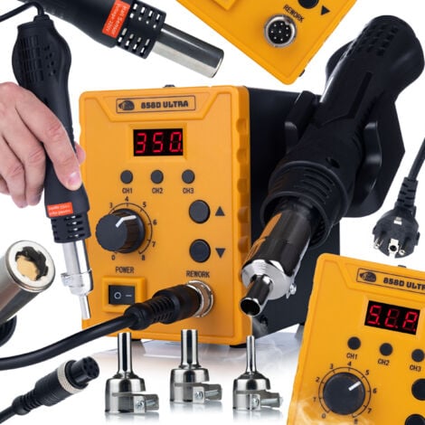 Rosfix 858D Ultra Hot Air 700W 3 mémoires Station de soudage et soudeuse en plastique 100-500°C 120 l/min Capteur de pointe 3 buses
