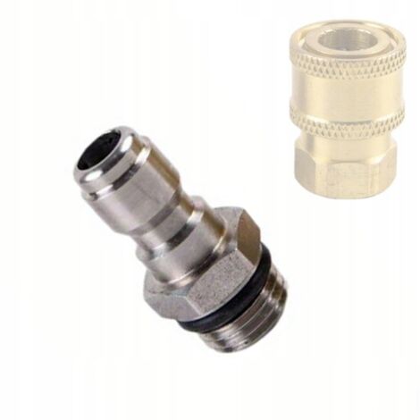 Rosfix Adaptateur Aluminium 1/4" Mâle-Femelle – Raccord Rapide Haute Pression 160 Bar, 60°C  Pour Mousse, Tuyaux, Brosses, Lances  Accessoire Nettoyeur Haute Pression
