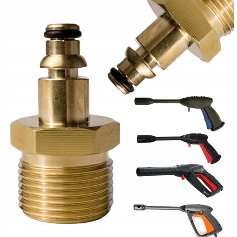 Rosfix Adaptateur M22 x 1,5 vers Raccord Rapide – Laiton Massif, Tige 14 mm Haute Résistance compatible avec nettoyeur haute pression Bosch, AR, Black+Decker