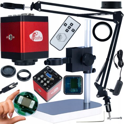 Rosfix Boom regolabile per microscopio digitale ODM-180X 50mm + Piattaforma per ODM-100X 50mm e 40mm + Telecamera Draco RED PRO KMDRP-HDMI-VGA serie Plantes Pro