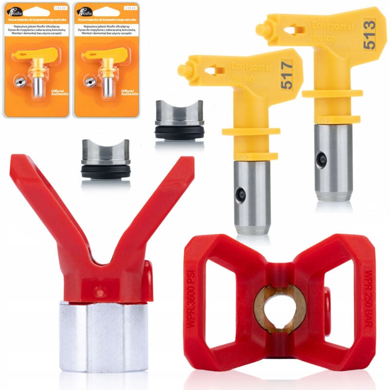 Copertura ugello Rosfix per l'unità di verniciatura + Ugello per verniciatura Rosfix Ultra Spray Modello 513 + Ugello per verniciatura Rosfix Ultra