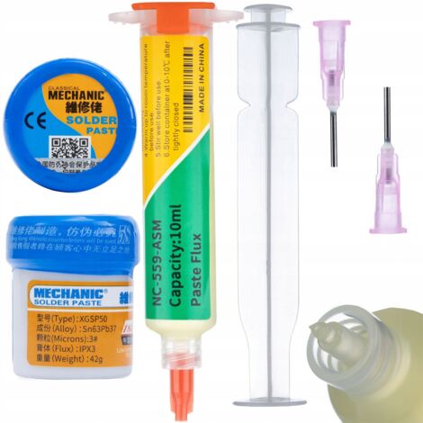 Rosfix Flux fundente en jeringa NC-559-ASM + Pasta de soldar (estaño líquido) XGSP50 42g 183