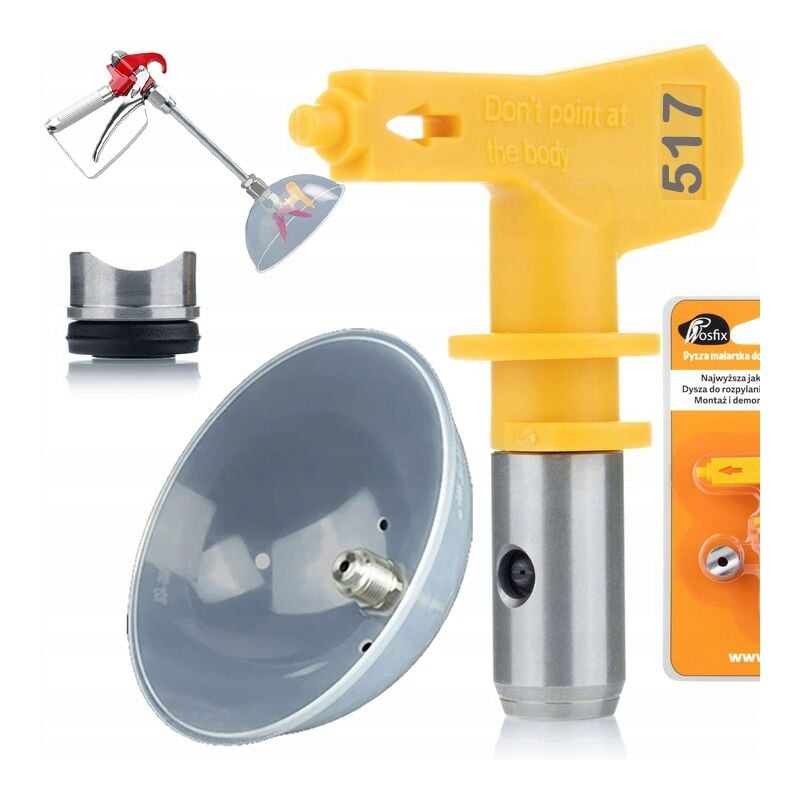 Rosfix Copertura antispruzzo per pistola, unità di verniciatura + Ugello per verniciatura Rosfix Ultra Spray Modello 517