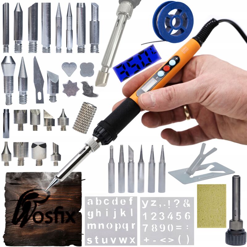 Rosfix Set saldatore di precisione con display Rosfix Orange Rottweiler Electric serie S + 30 pezzi per combustione a legna