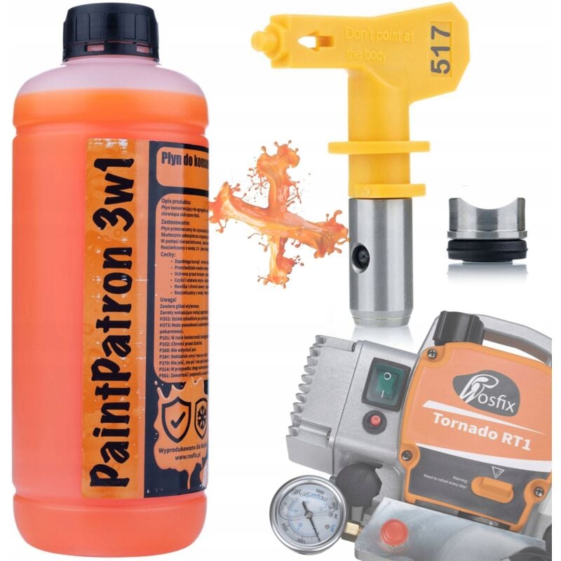 Rosfix Liquido di manutenzione e pulizia per l'unità di verniciatura Rosfix PaintPatron 3in1 1L + ugello di verniciatura Rosfix Ultra Spray modello