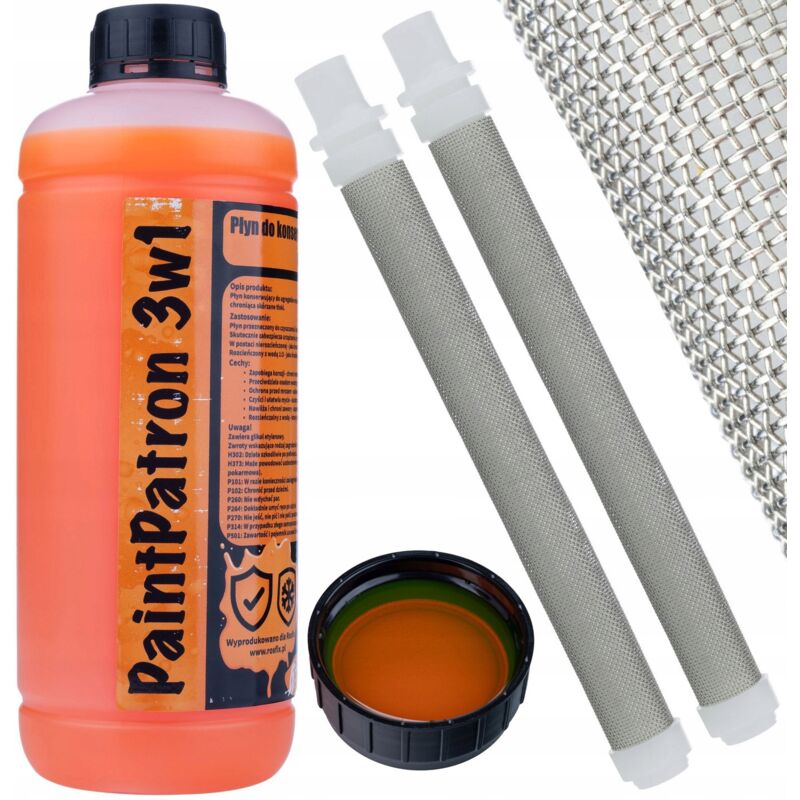 Rosfix Liquido di manutenzione e pulizia per l'unità di verniciatura Rosfix PaintPatron 3in1 1L + Set di 2 pezzi Filtro a dita bianco 60 mesh per
